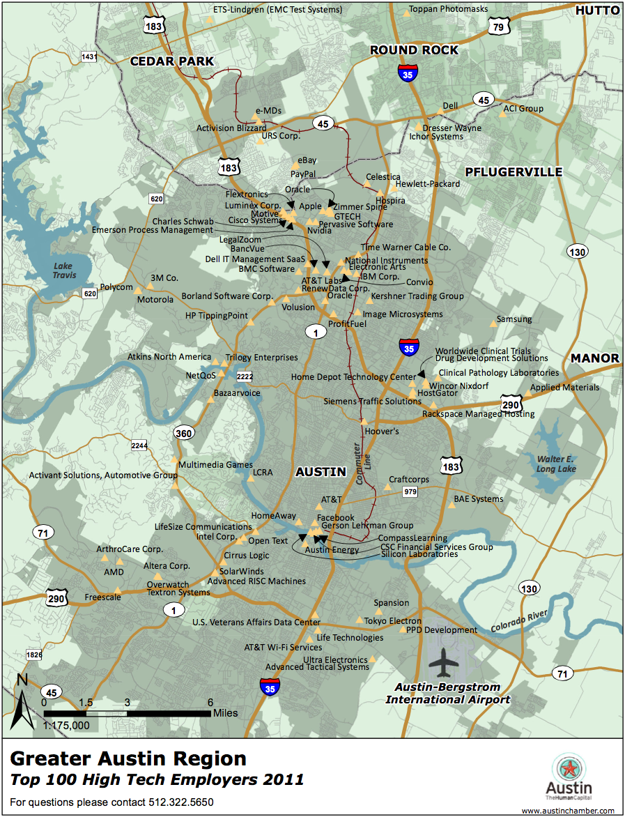Map of the Greater Austin Texas Region.