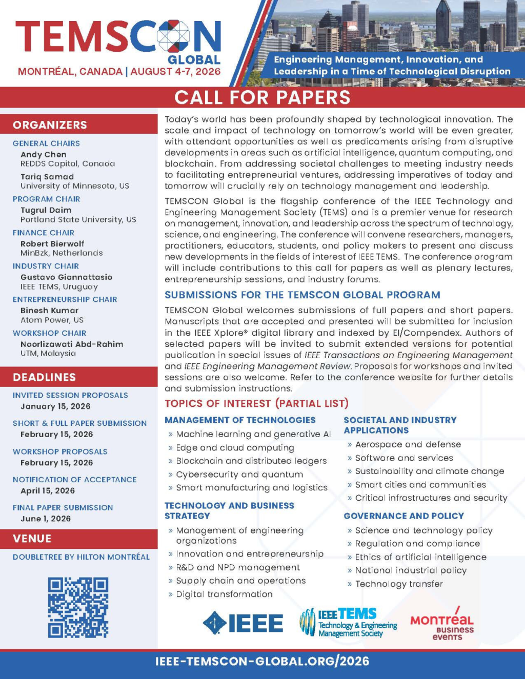 IEEE TEMSCON Global 2026 Call For Papers.